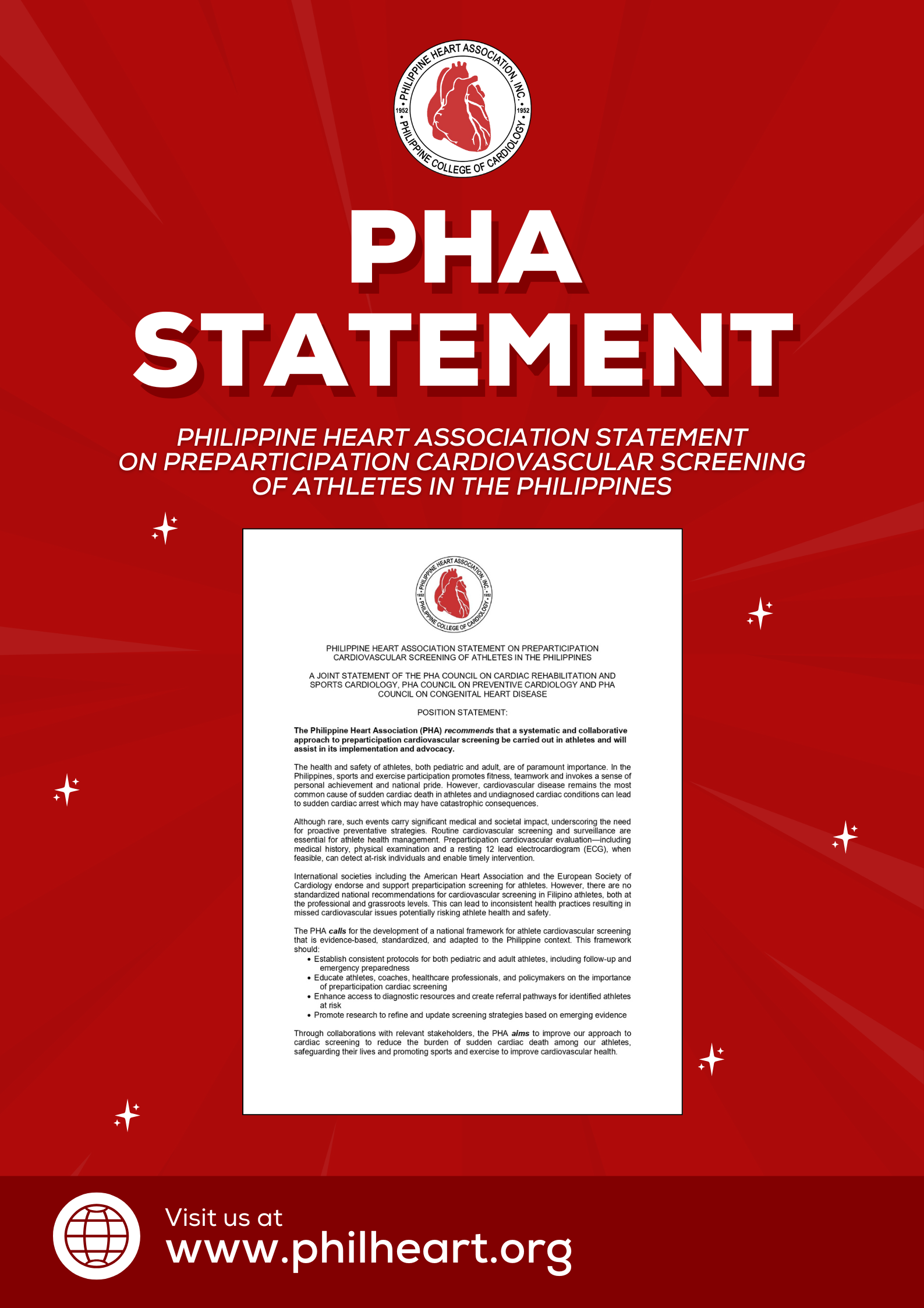 PHILIPPINE HEART ASSOCIATION STATEMENT ON PREPARTICIPATION CARDIOVASCULAR SCREENING OF ATHLETES IN THE PHILIPPINES